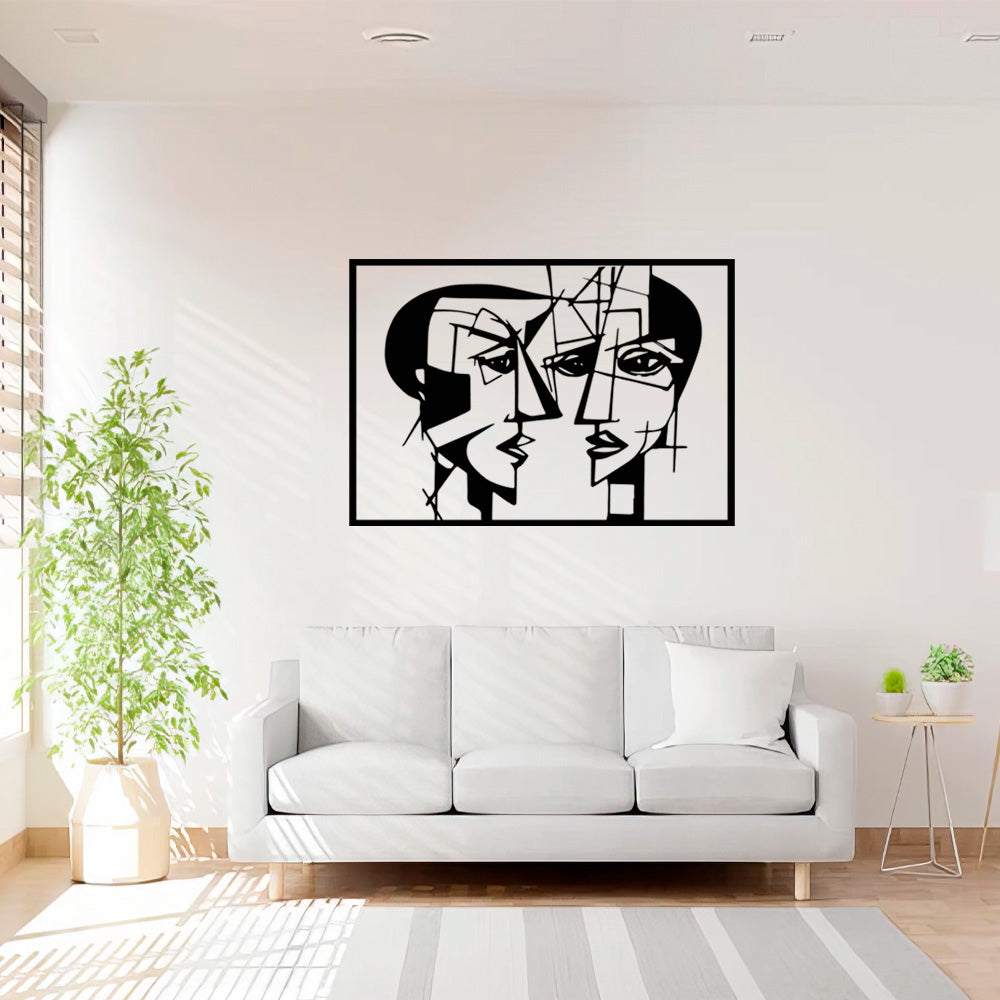 Cuadro abstracto 2 rostros. 80 x 56.5 cms.